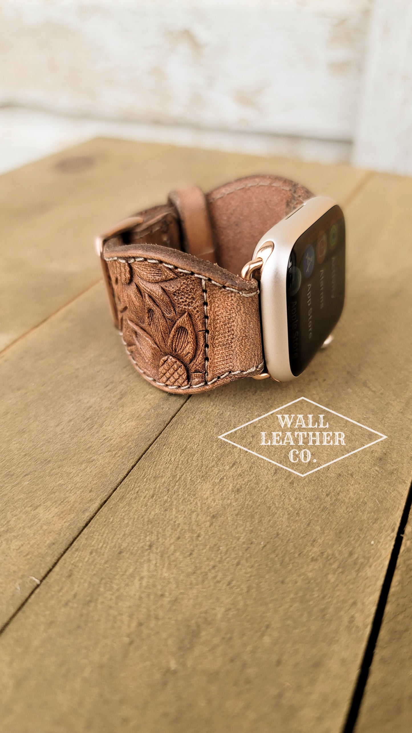 Sunflowers & Scrollwork Leather Smart Watch Band