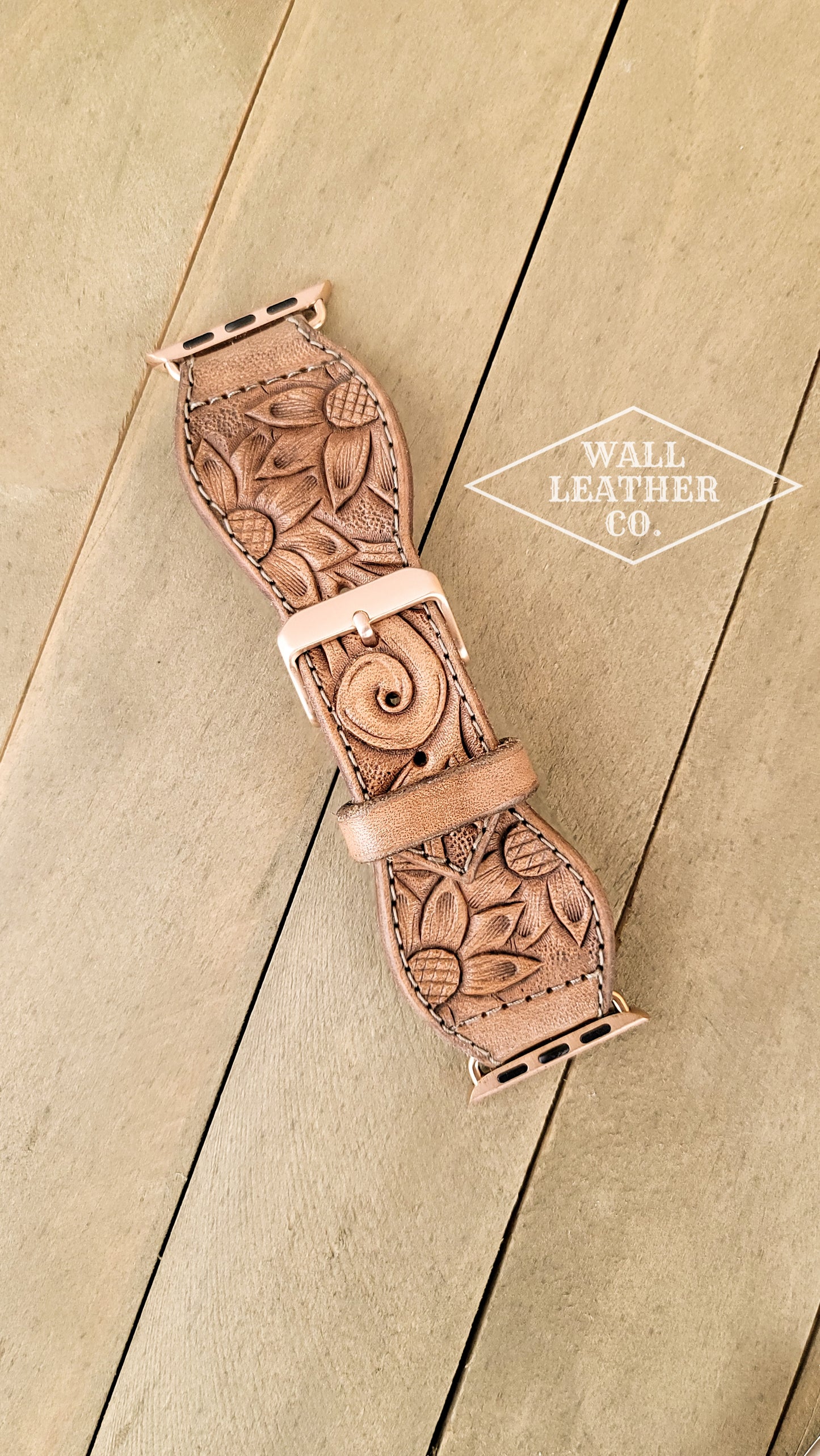 Sunflowers & Scrollwork Leather Smart Watch Band