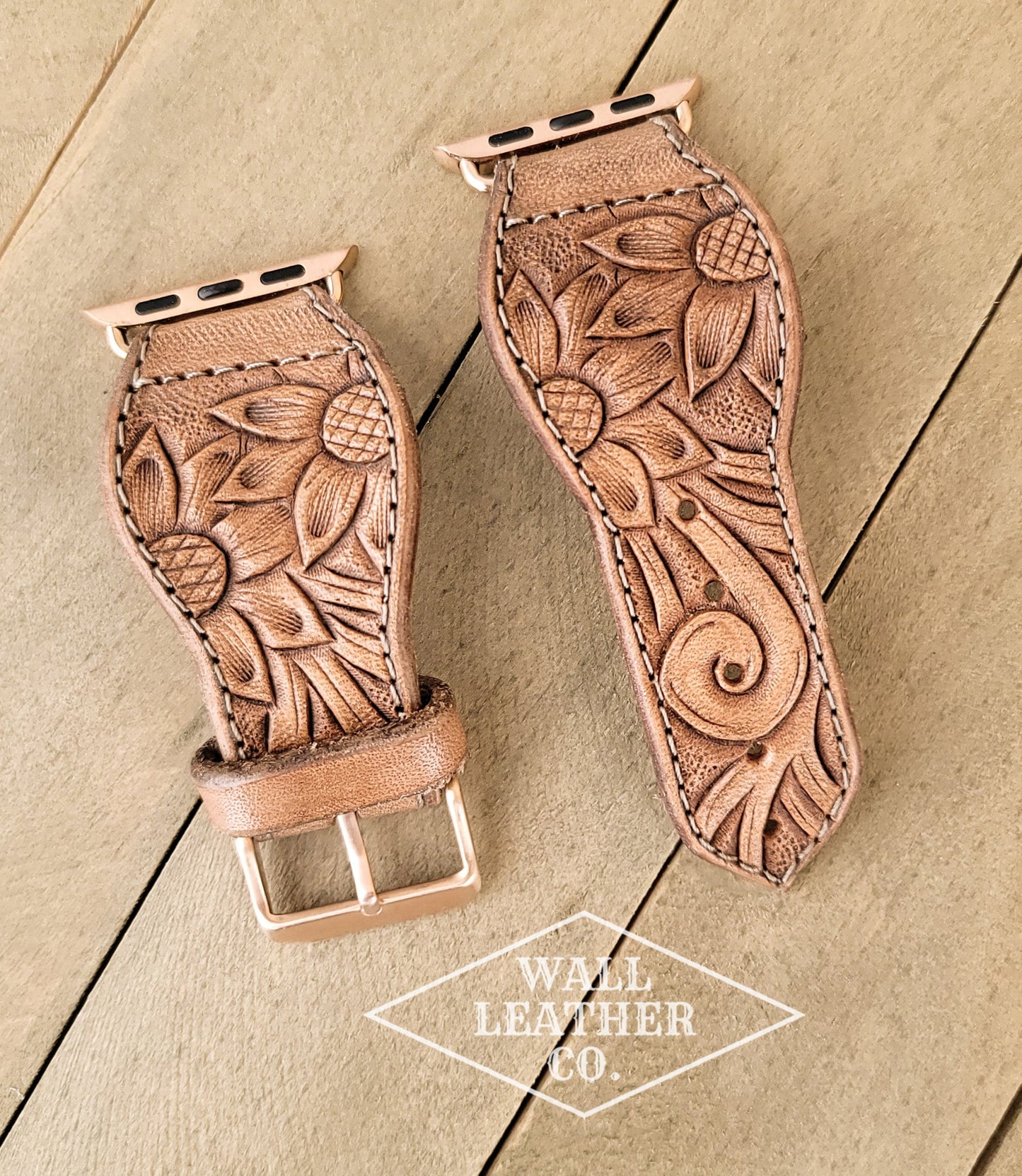 Sunflowers & Scrollwork Leather Smart Watch Band