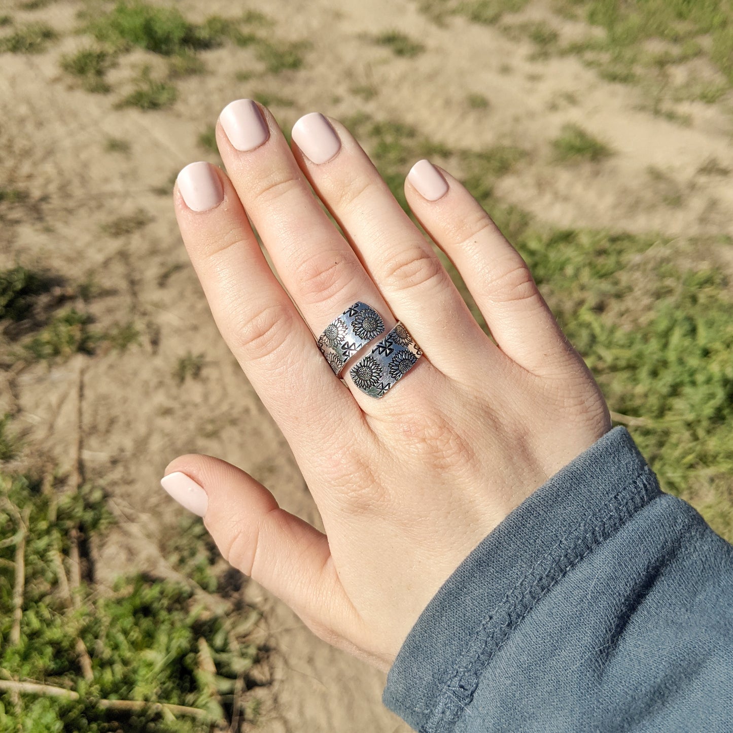 Sunflower Aztec Life is Good Wrap Ring