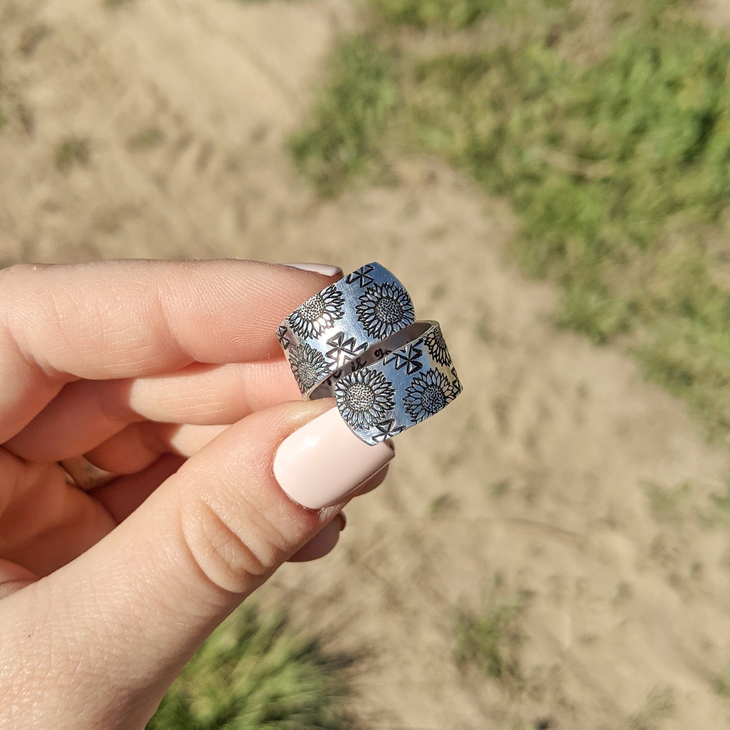 Sunflower Aztec Life is Good Wrap Ring