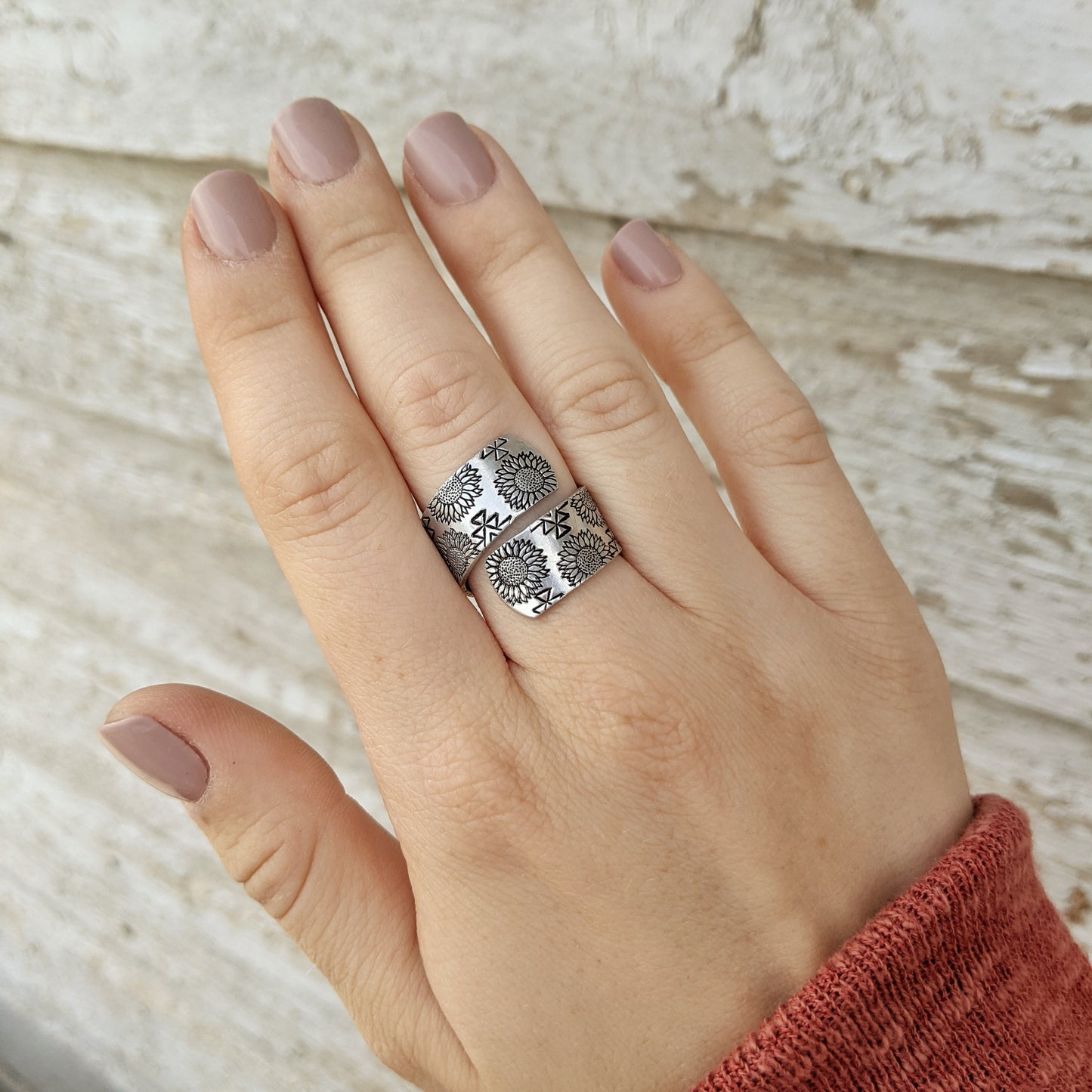 Sunflower Aztec Life is Good Wrap Ring