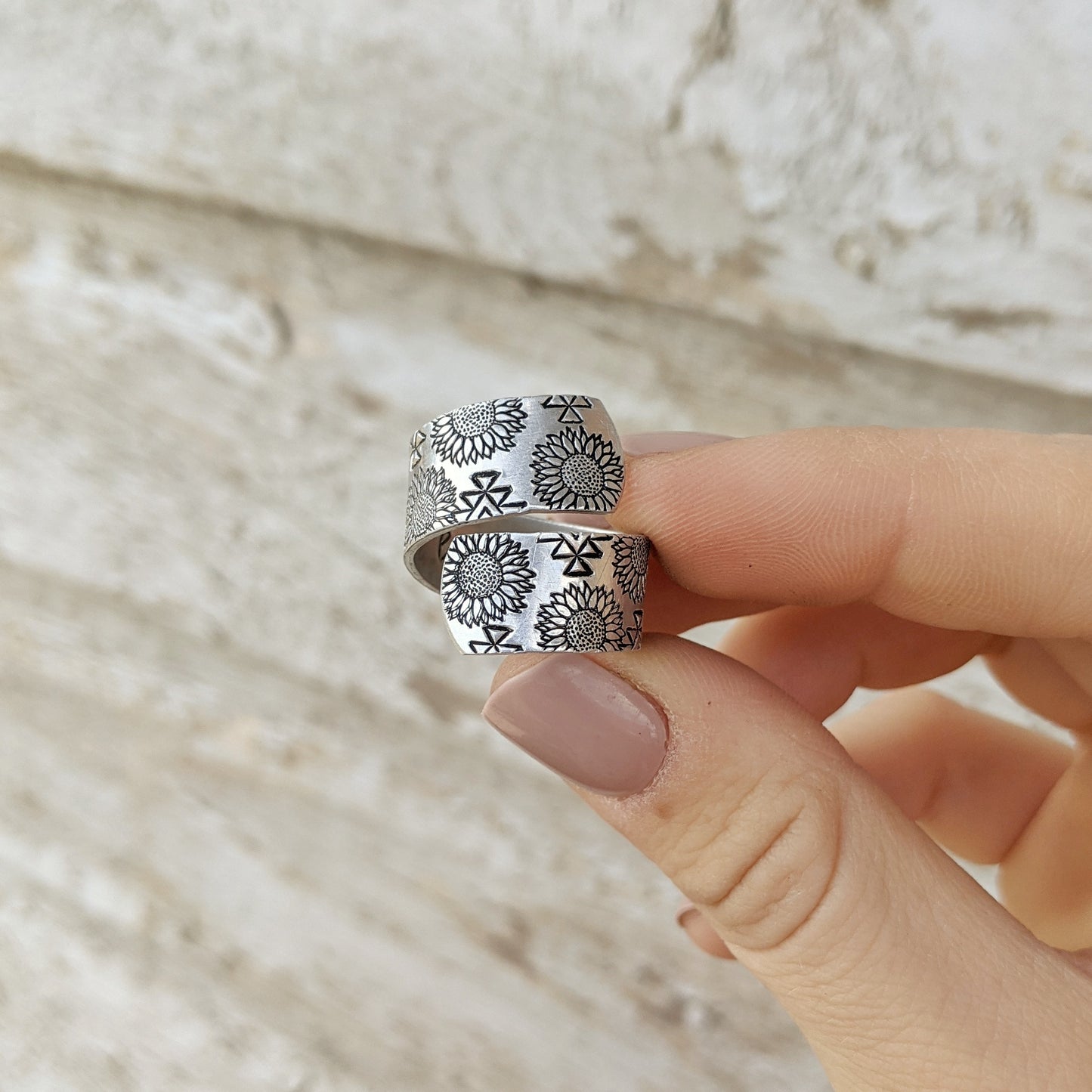 Sunflower Aztec Life is Good Wrap Ring