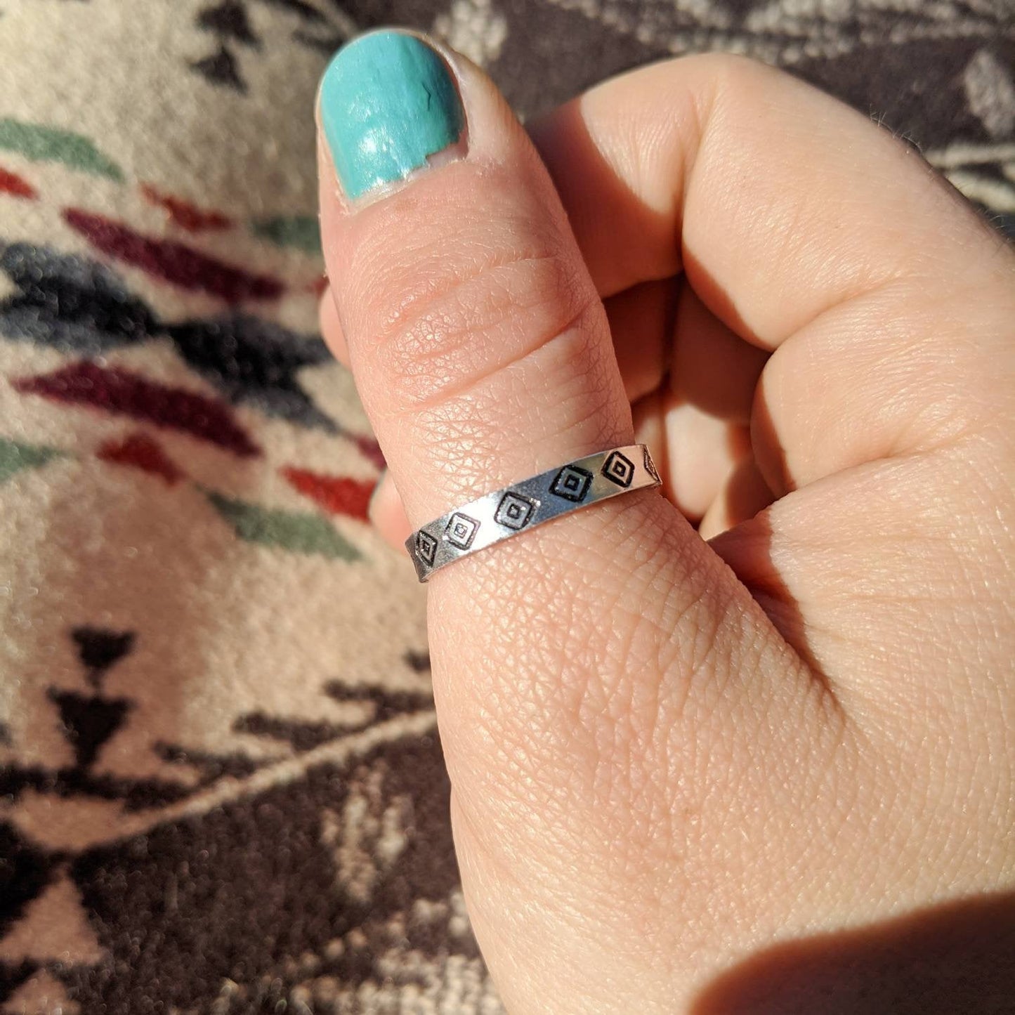 Diamond Print Stacker Ring