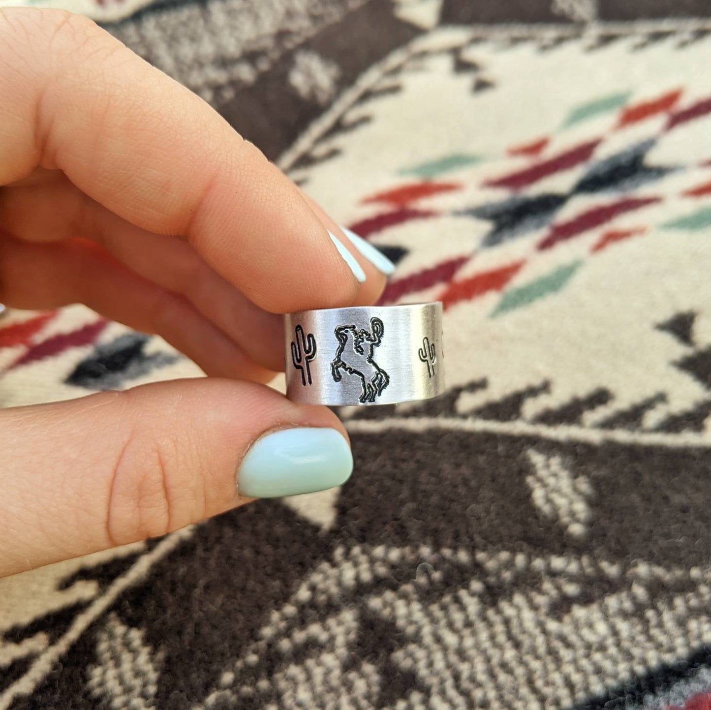 Rodeo Cowboy Cactus Wide Ring