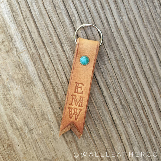 Customized Monogram Leather Keychain