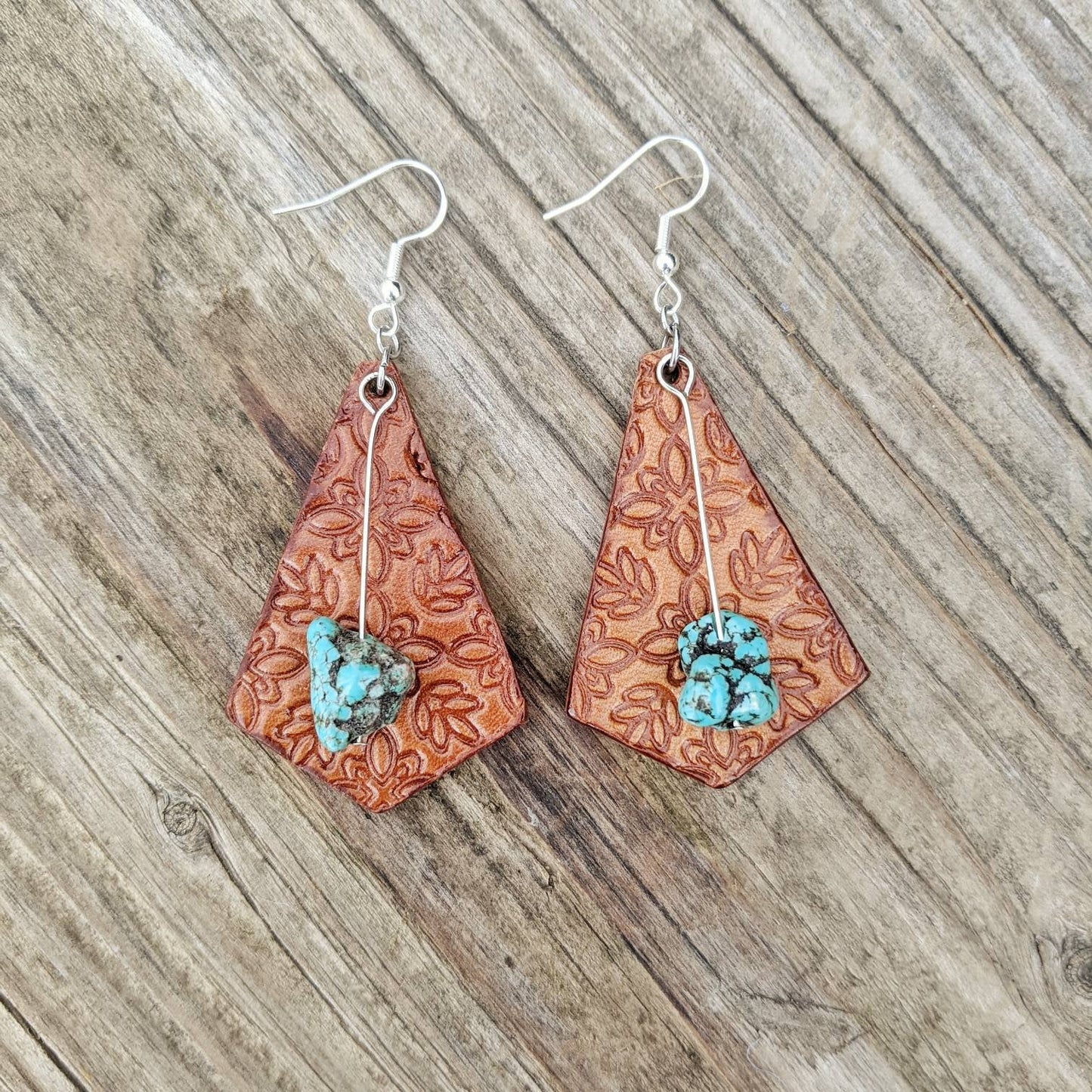 Floral Print Kite Leather Earrings