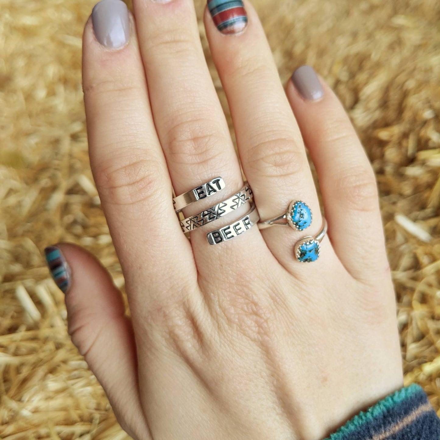 Eat Beef Aztec Wrap Ring