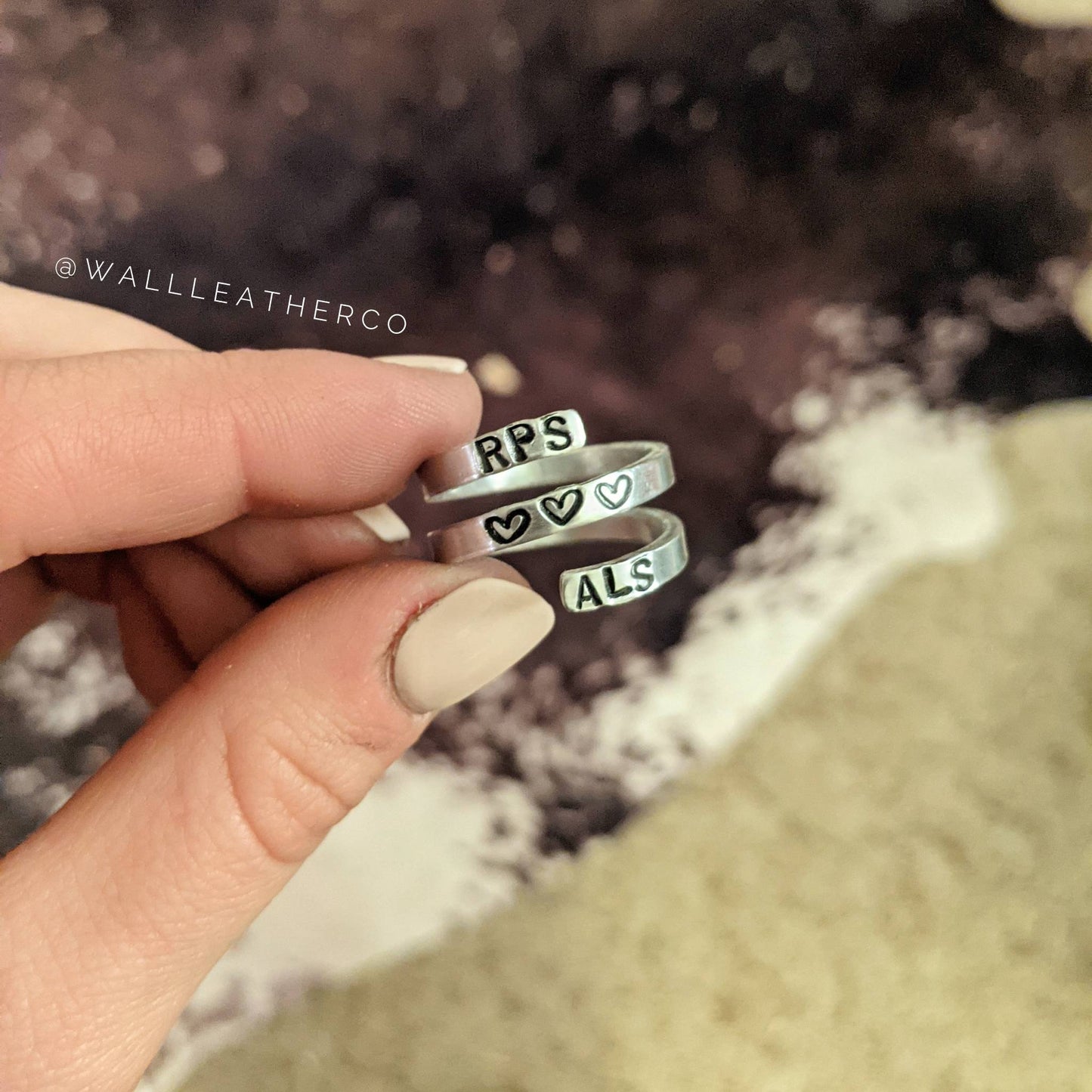 Personalized Initials & Hearts Wrap Ring