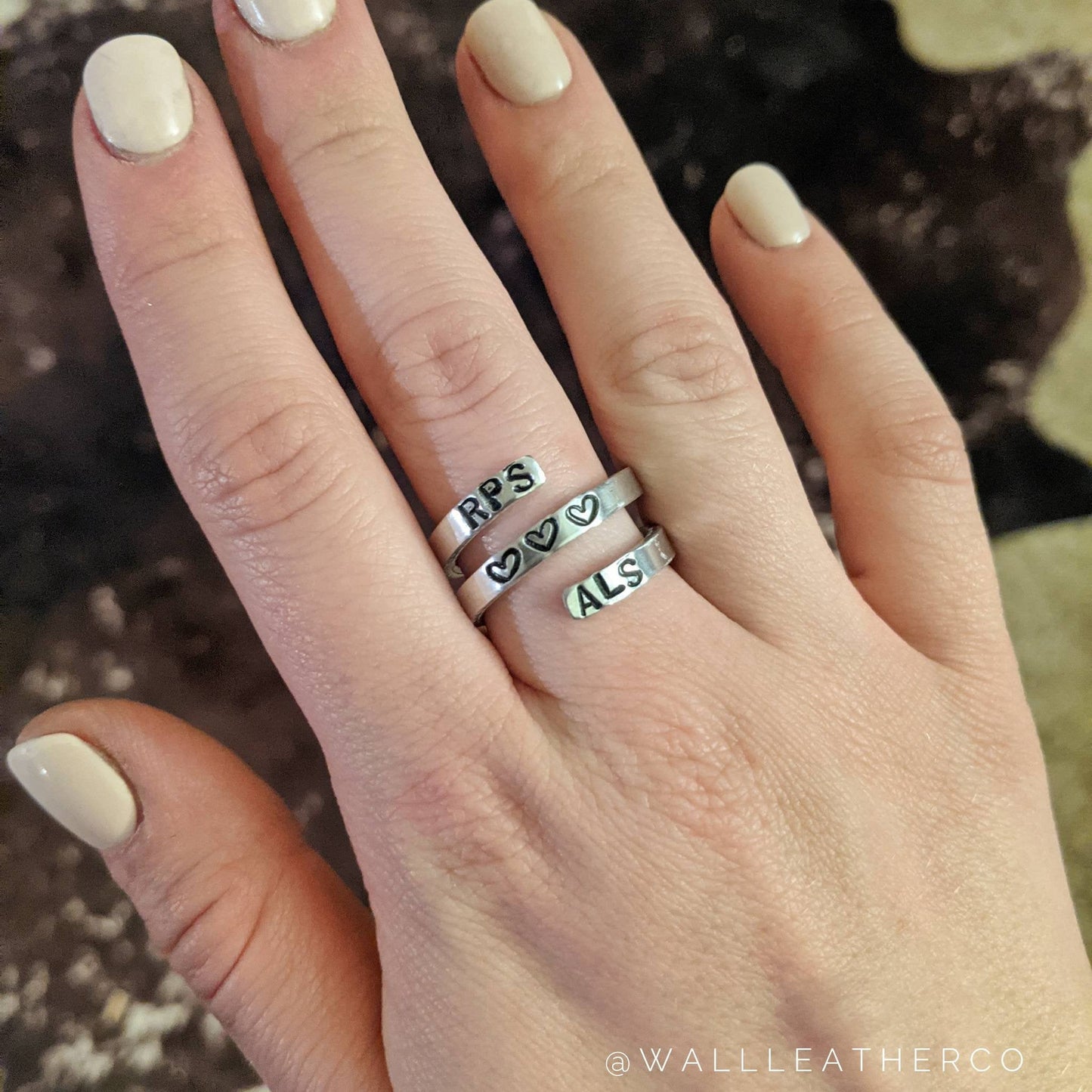 Personalized Initials & Hearts Wrap Ring