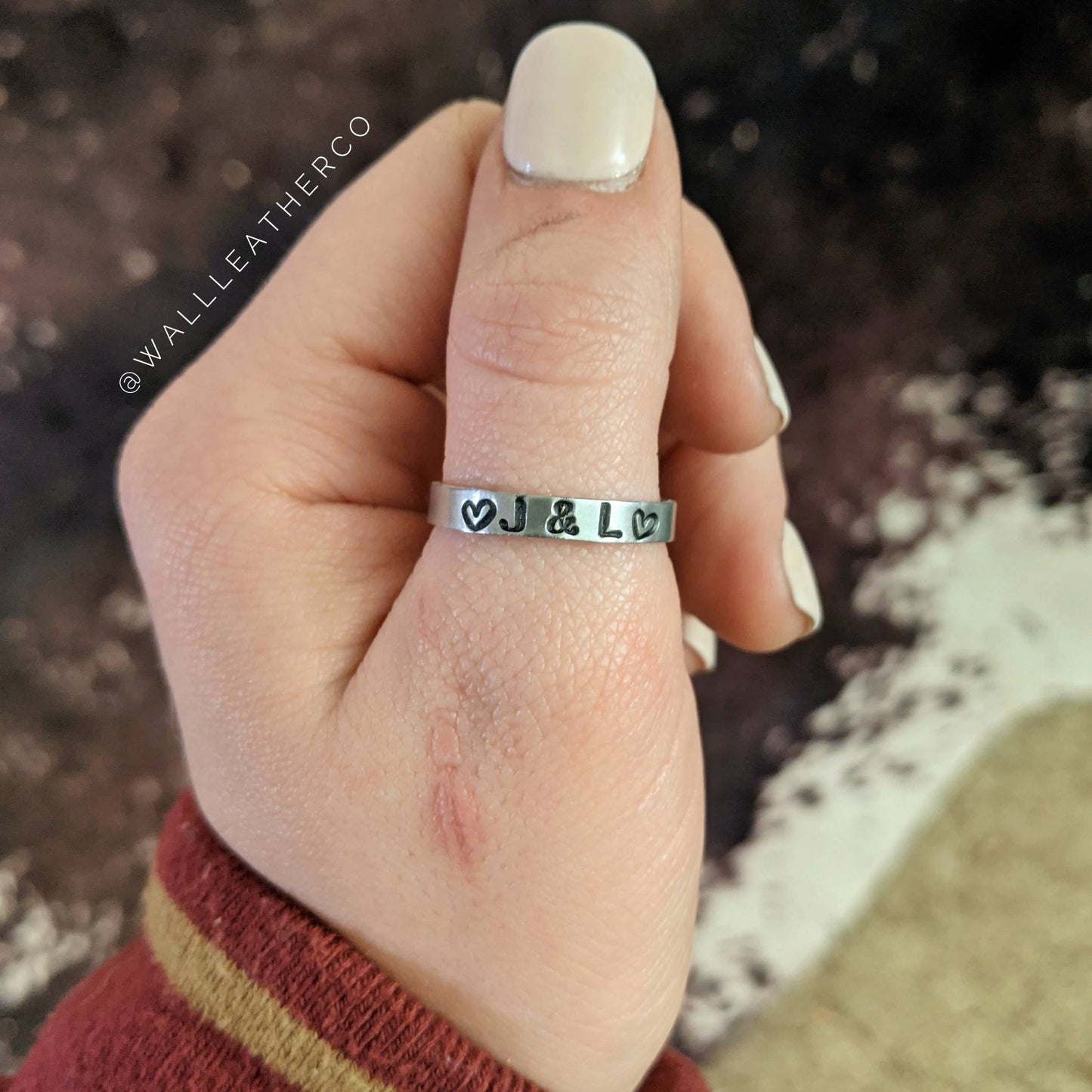 Personalized Initials & Hearts Stacker Ring