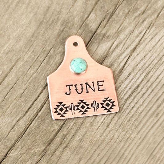 Copper Aztec Cactus Cattle Tag Custom Pet ID Tag
