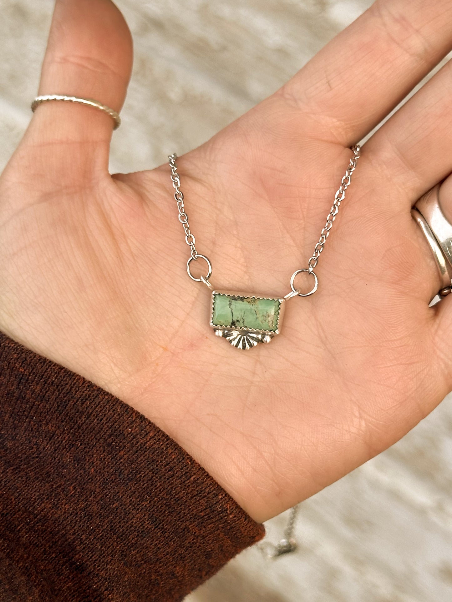 Green Turquoise & Sterling Silver Necklace