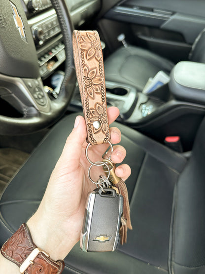 Sunflower & Dots Key Fob Keychain