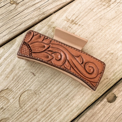 Tooled Leather Hair Clip