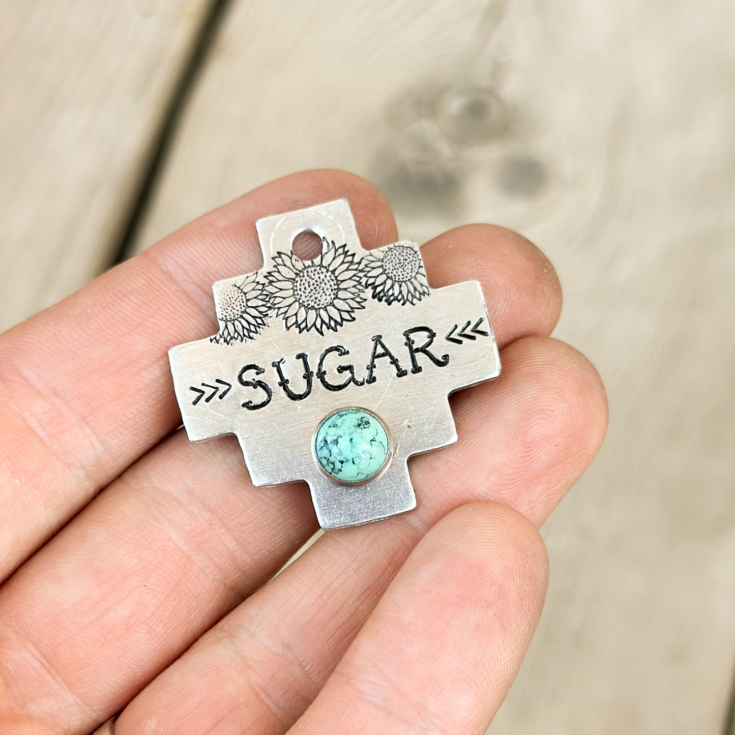 Southwestern Sunflowers Custom Pet ID Tag