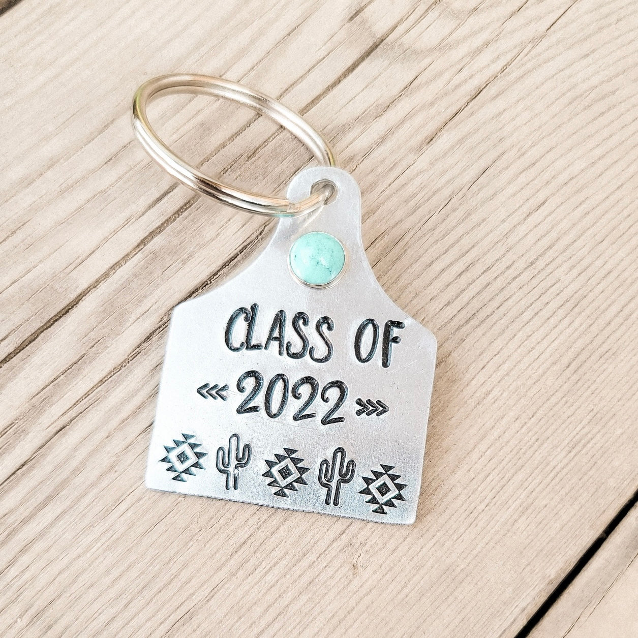 Class of 2024 Aztec Cactus Cattle Tag Keychain