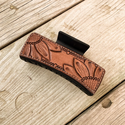 Tooled Leather Hair Clip