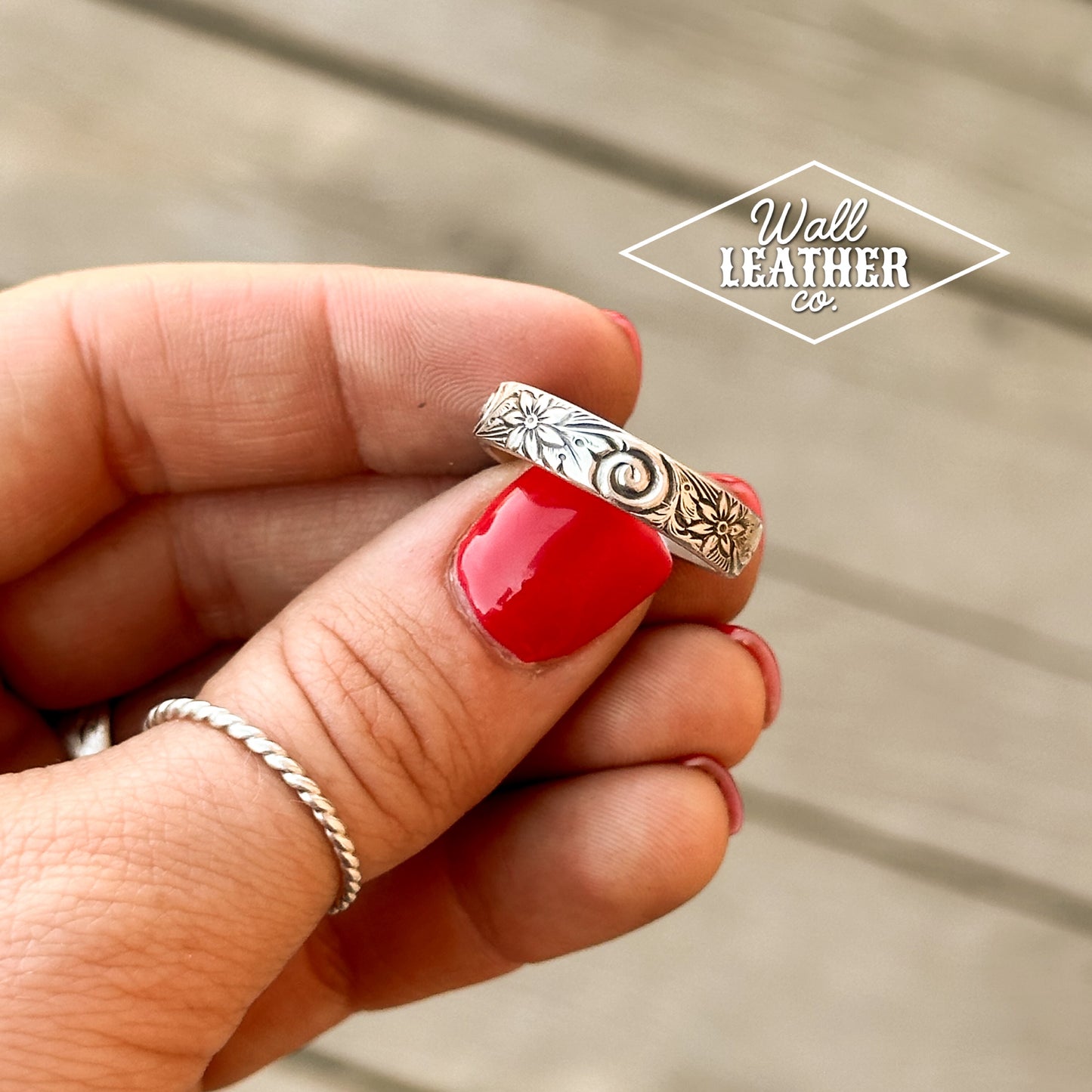 Sterling Silver Floral Engraved Ring