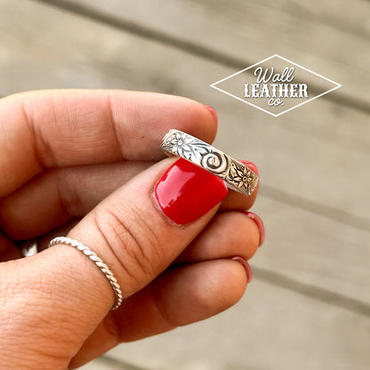 Sterling Silver Floral Engraved Ring