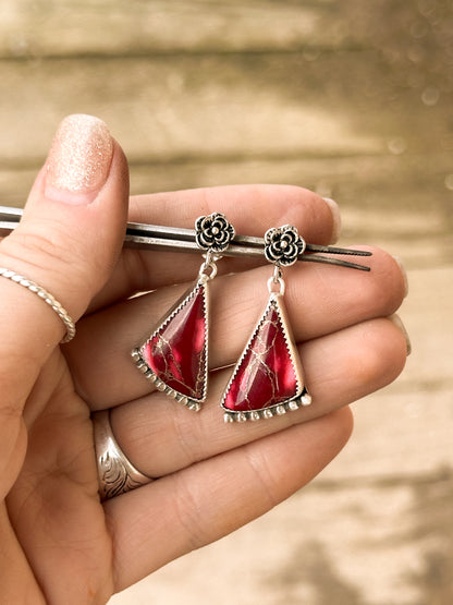 Red Trustone & Sterling Silver Earrings