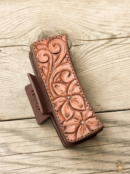 Tooled Leather Hair Clip