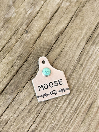 Buffalo & Barbed Wire Cattle Tag Custom Pet ID Tag