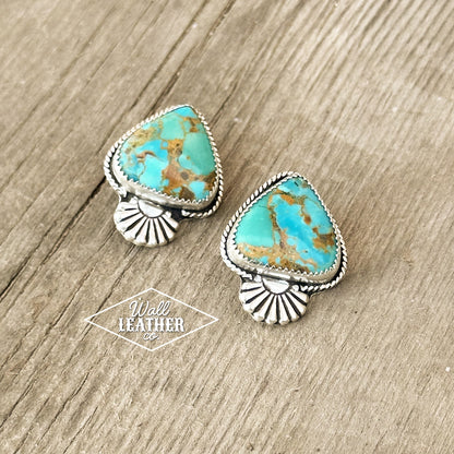 Kingman Turquoise & Sterling Silver Stud Earrings