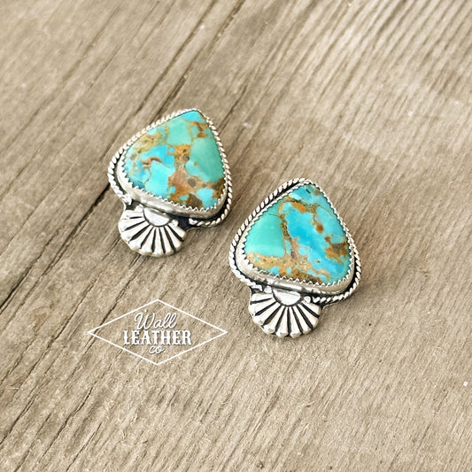 Kingman Turquoise & Sterling Silver Stud Earrings
