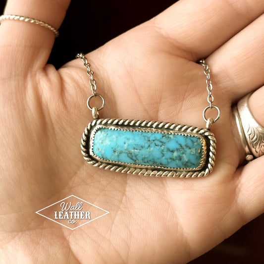Kingman Turquoise & Sterling Silver Bar Necklace