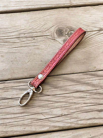 Simple Stamped Leather Scrollwork Keychain