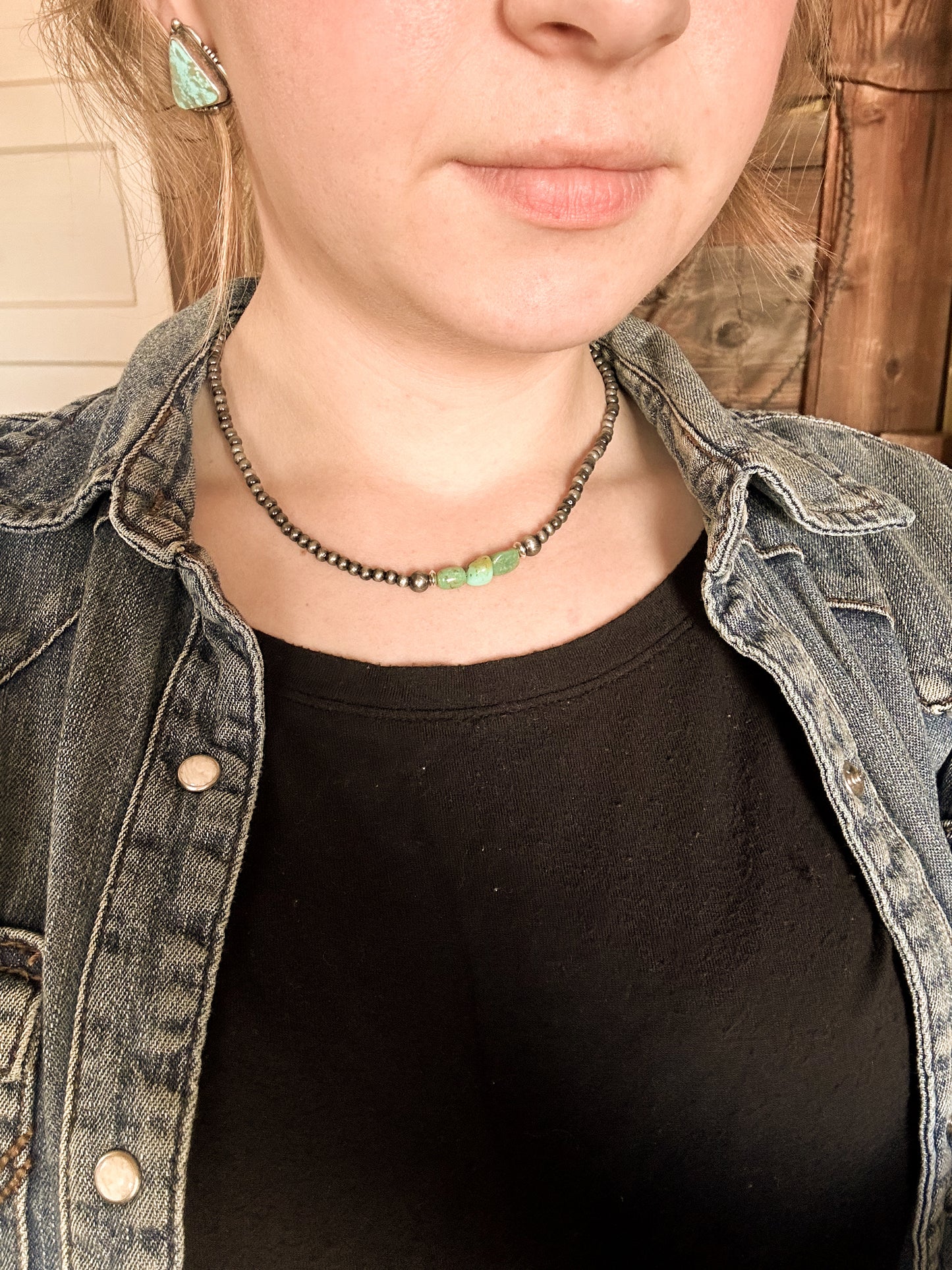 Faux Navajo Pearl & Turquoise Necklace