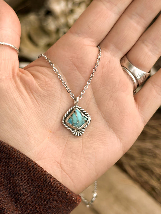 Turquoise & Sterling Silver Pendant Necklace