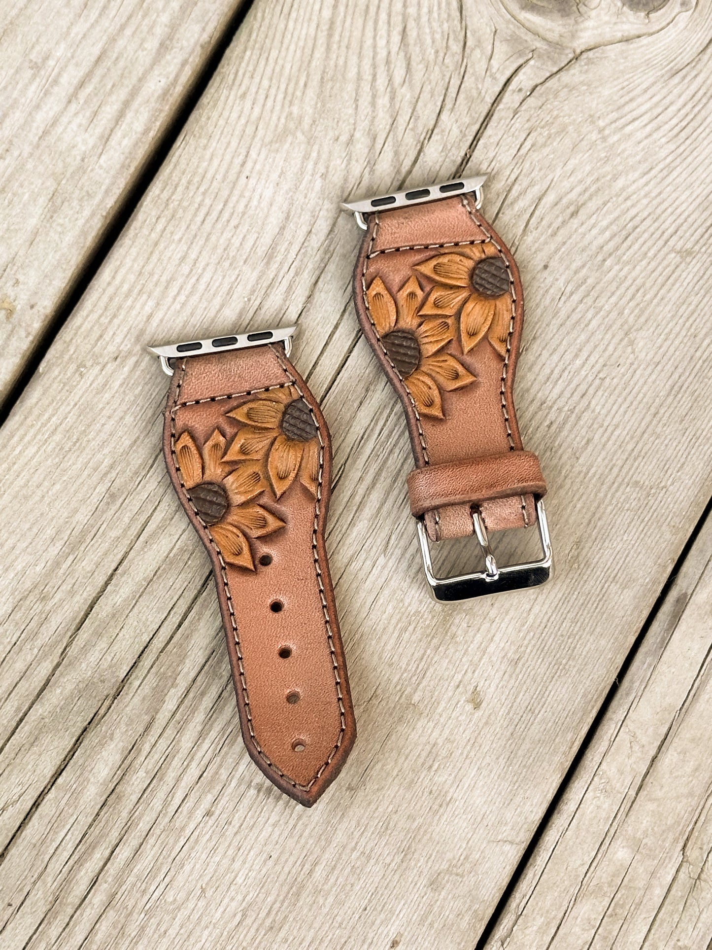 Sunflower Painted Leather Smart Watch Band