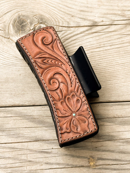 Tooled Leather Hair Clip
