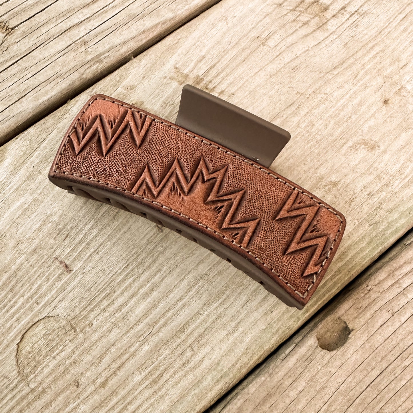 Tooled Leather Hair Clip