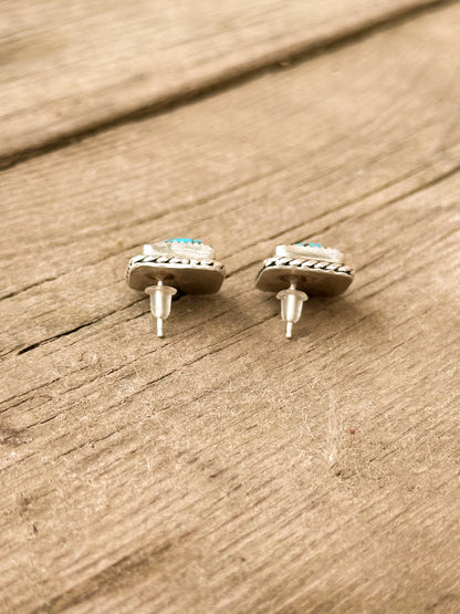 Copper Turquoise & Sterling Silver Stud Earrings