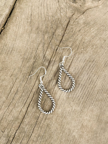 Small Sterling Silver Twist Teardrop Earrings