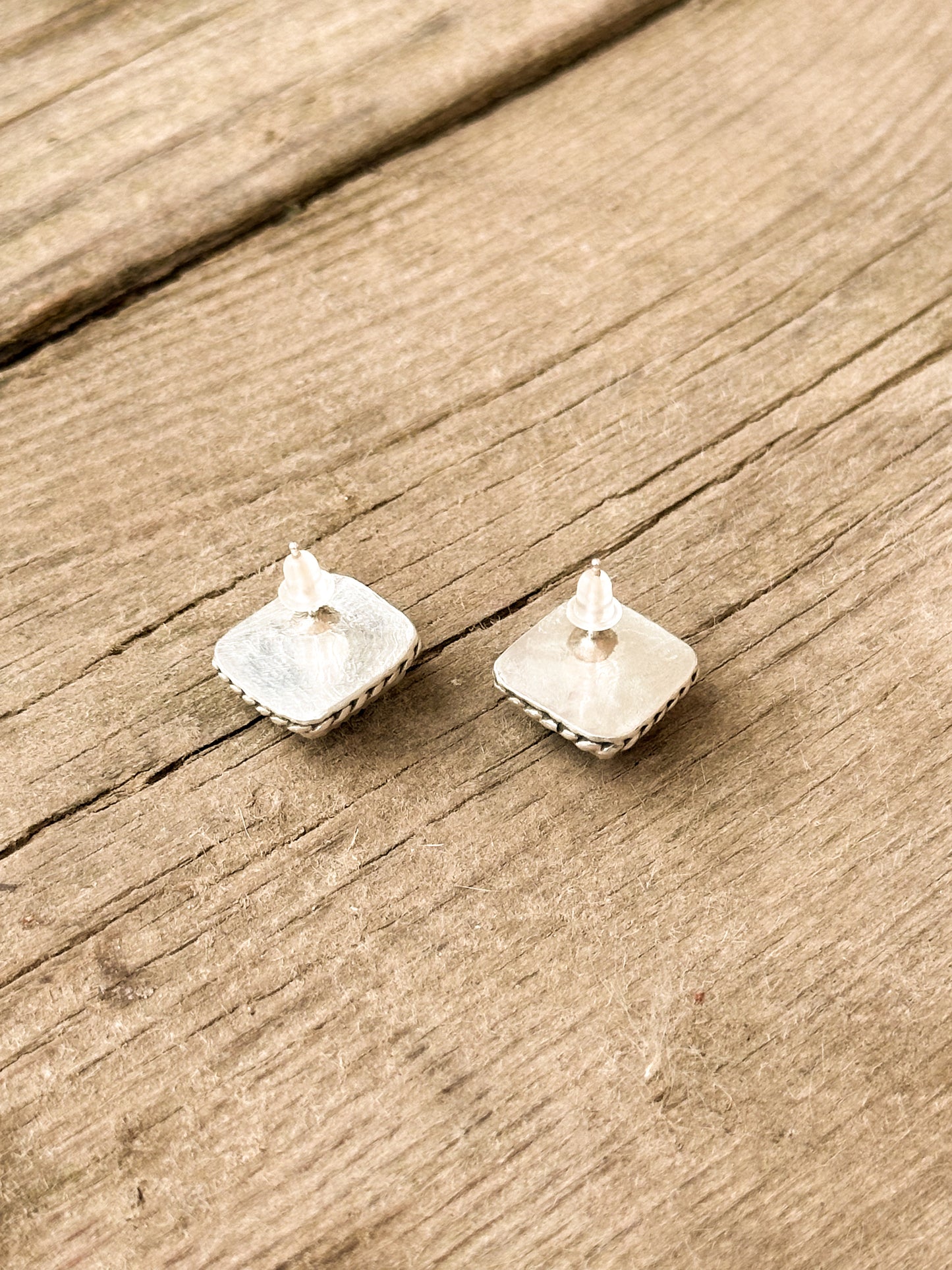 Copper Turquoise & Sterling Silver Stud Earrings