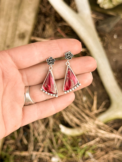 Red Trustone & Sterling Silver Earrings