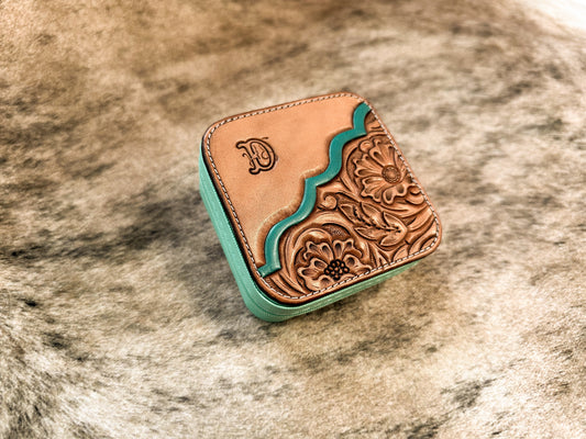Initial Tooled Leather Jewelry Box