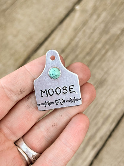 Buffalo & Barbed Wire Cattle Tag Custom Pet ID Tag