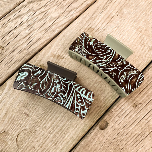 Embossed Leather Hair Clip