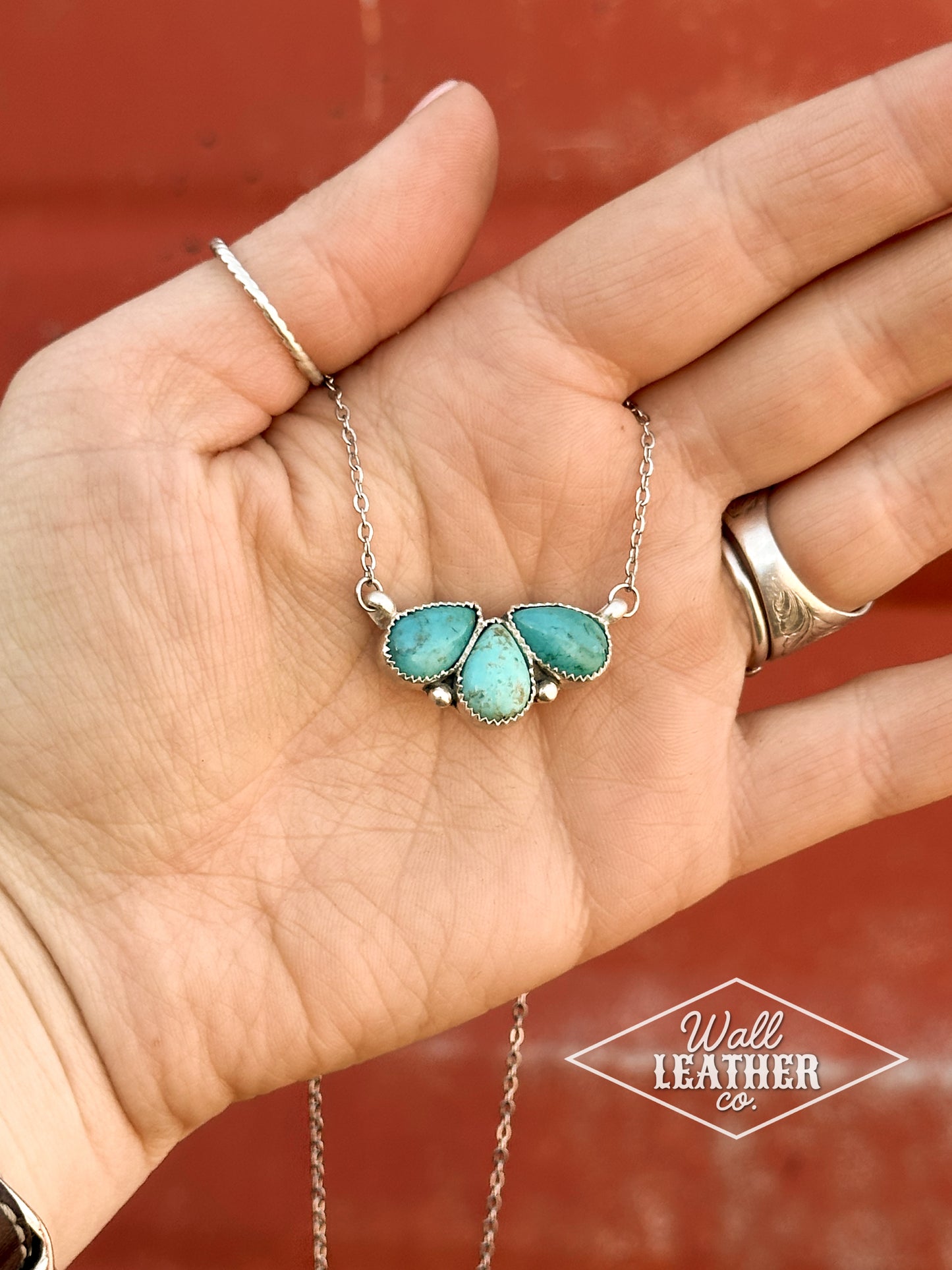 3 Stone Turquoise & Sterling Silver Necklace