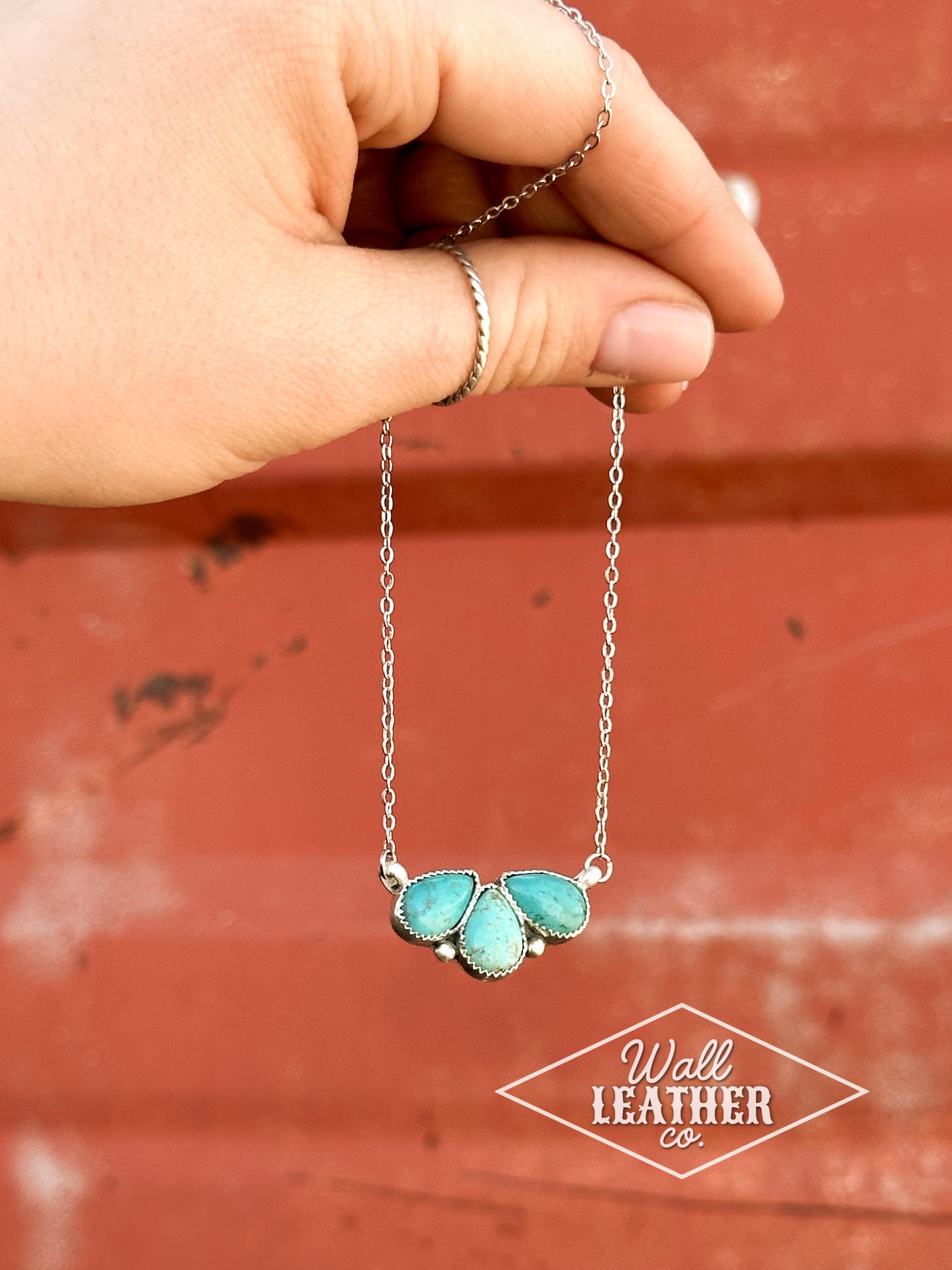 3 Stone Turquoise & Sterling Silver Necklace