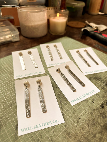 Turquoise Stud with Silver Dangle Earrings