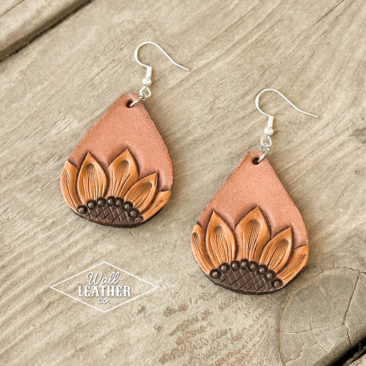 Sunflower Teardrop Painted Earrings