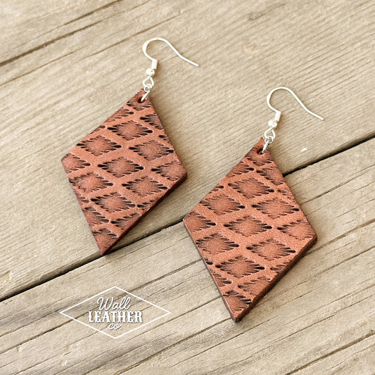 Diamond Aztec Leather Earrings