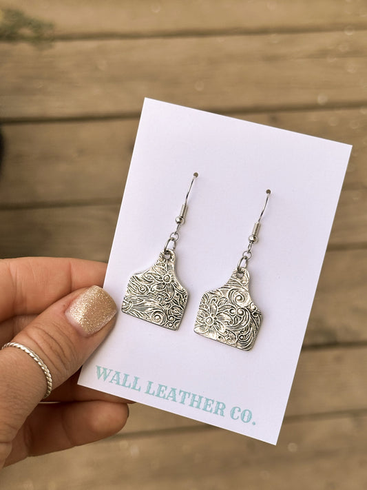 Paisley Print Cattle Tag Earrings