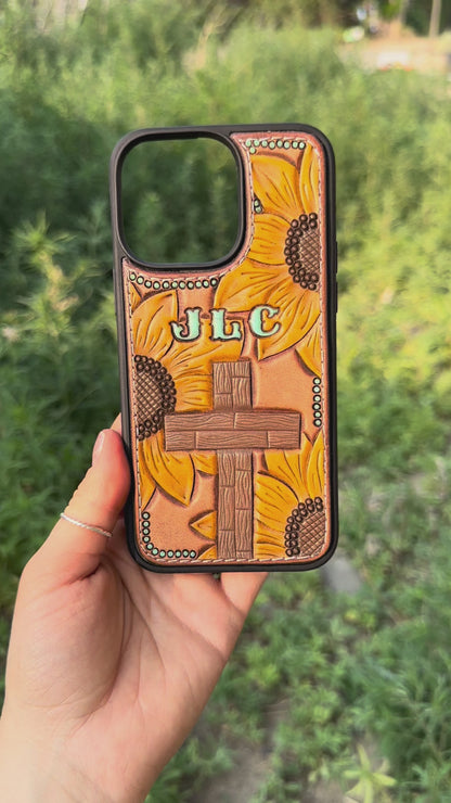 Sunflowers & Cross Phone Case with Initials